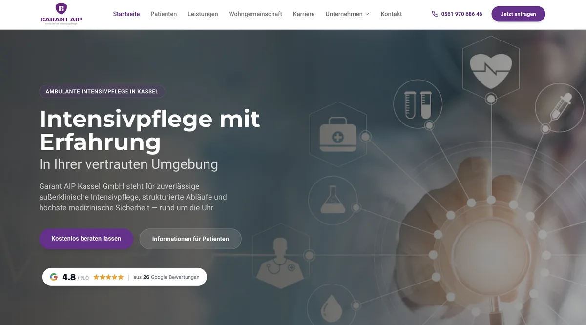 Garant AIP Kassel GmbH — Webdesign Referenz d1ma