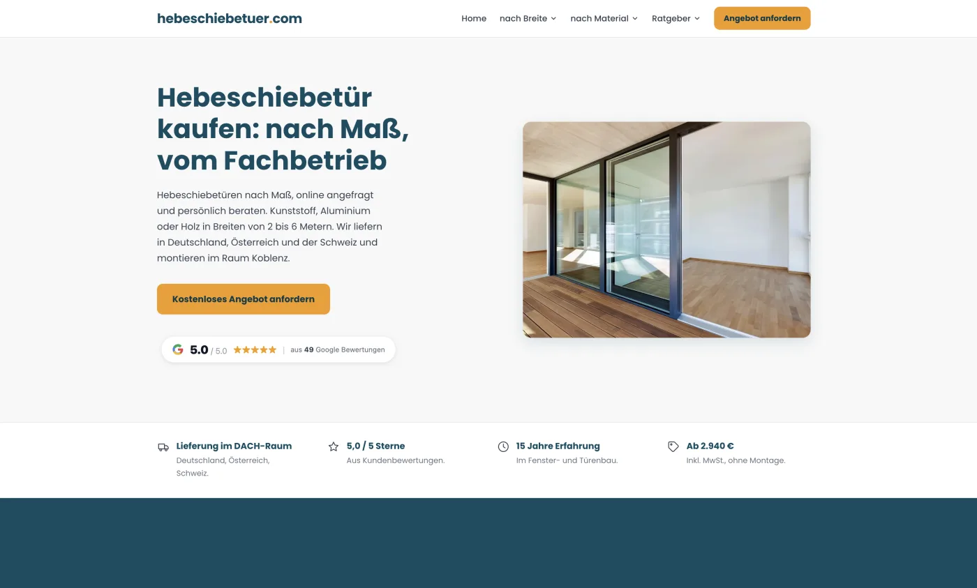 hebeschiebetuer.com — Webdesign Referenz d1ma