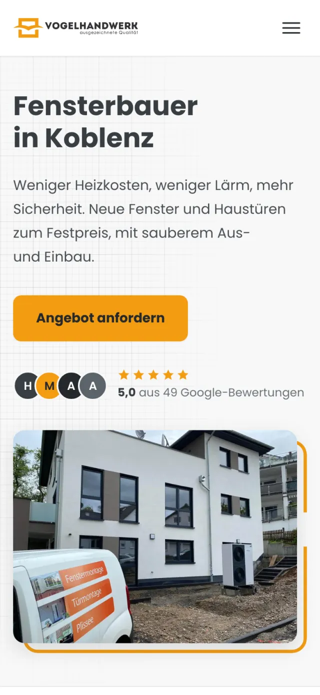 Vogel Handwerk: Website (Handy), umgesetzt von d1ma