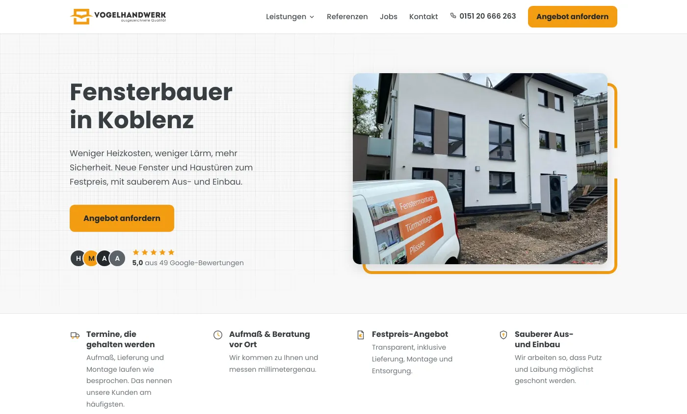 Vogel Handwerk — Webdesign Referenz d1ma