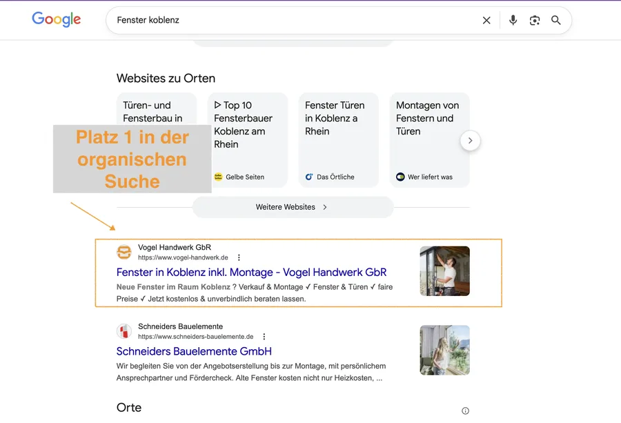 Fenster Koblenz — Platz #1 bei Google